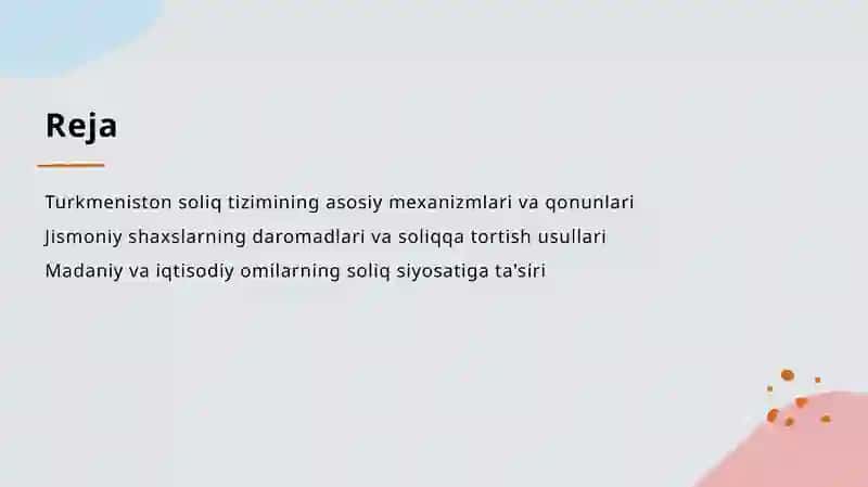 Turkmaniston Resbublikasi soliq tizimi jismoniy shaxslarni soliqqa tortish mexanizmi 2