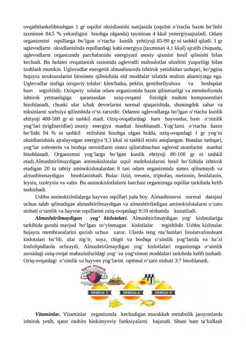 Oziq-ovqat mahsulotlardagi oqsilning biologik qiymatini hisoblash 2