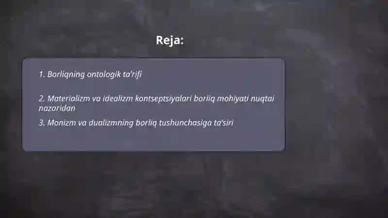 Borliqning ontologik ta'rifi 2