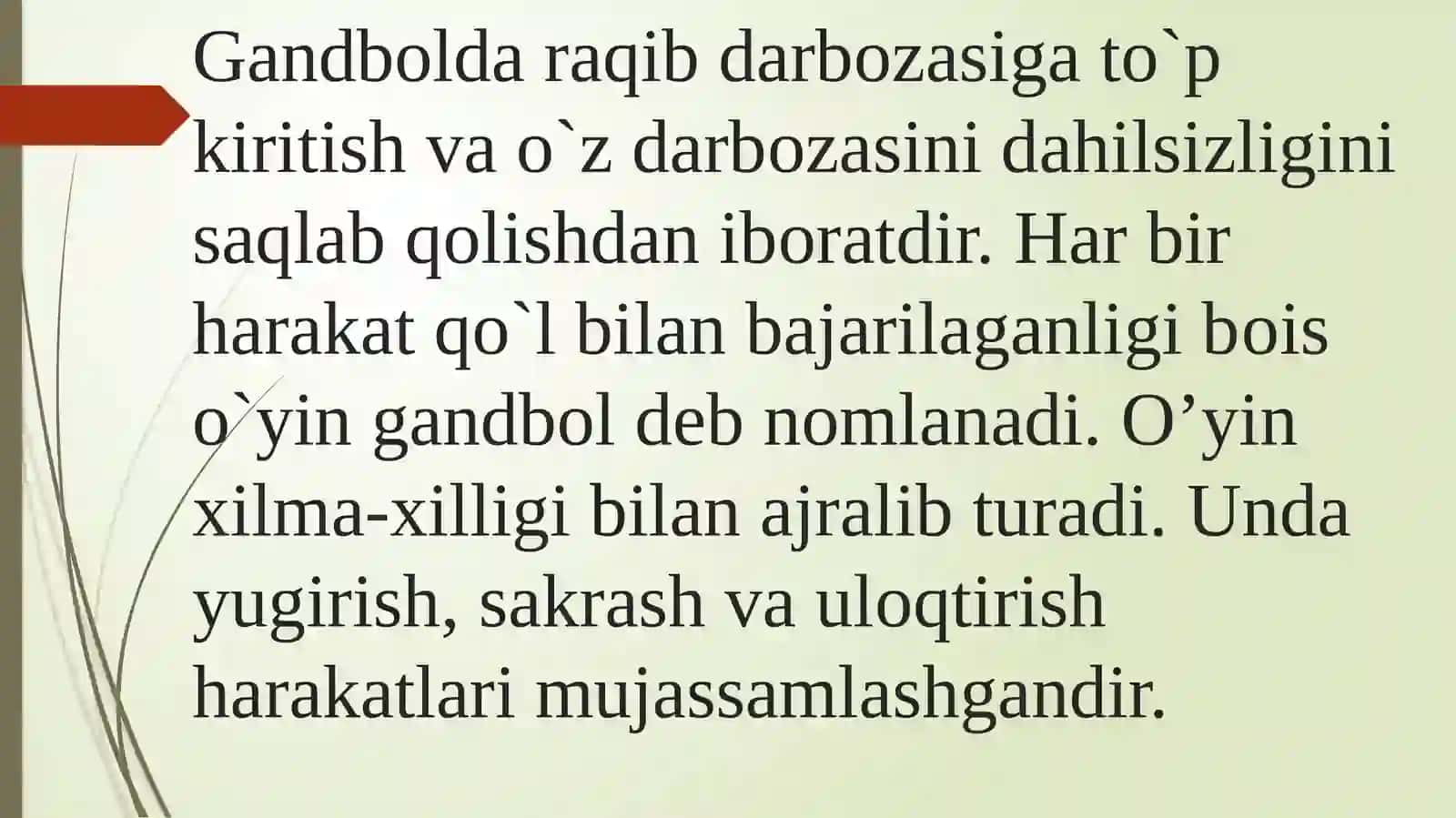 Qo‘l to‘pi o‘yinining kelib chiqishi, rivojlanish tarixi.O‘zbekistonda qo‘l to‘pi sportining rivojlanishi 2