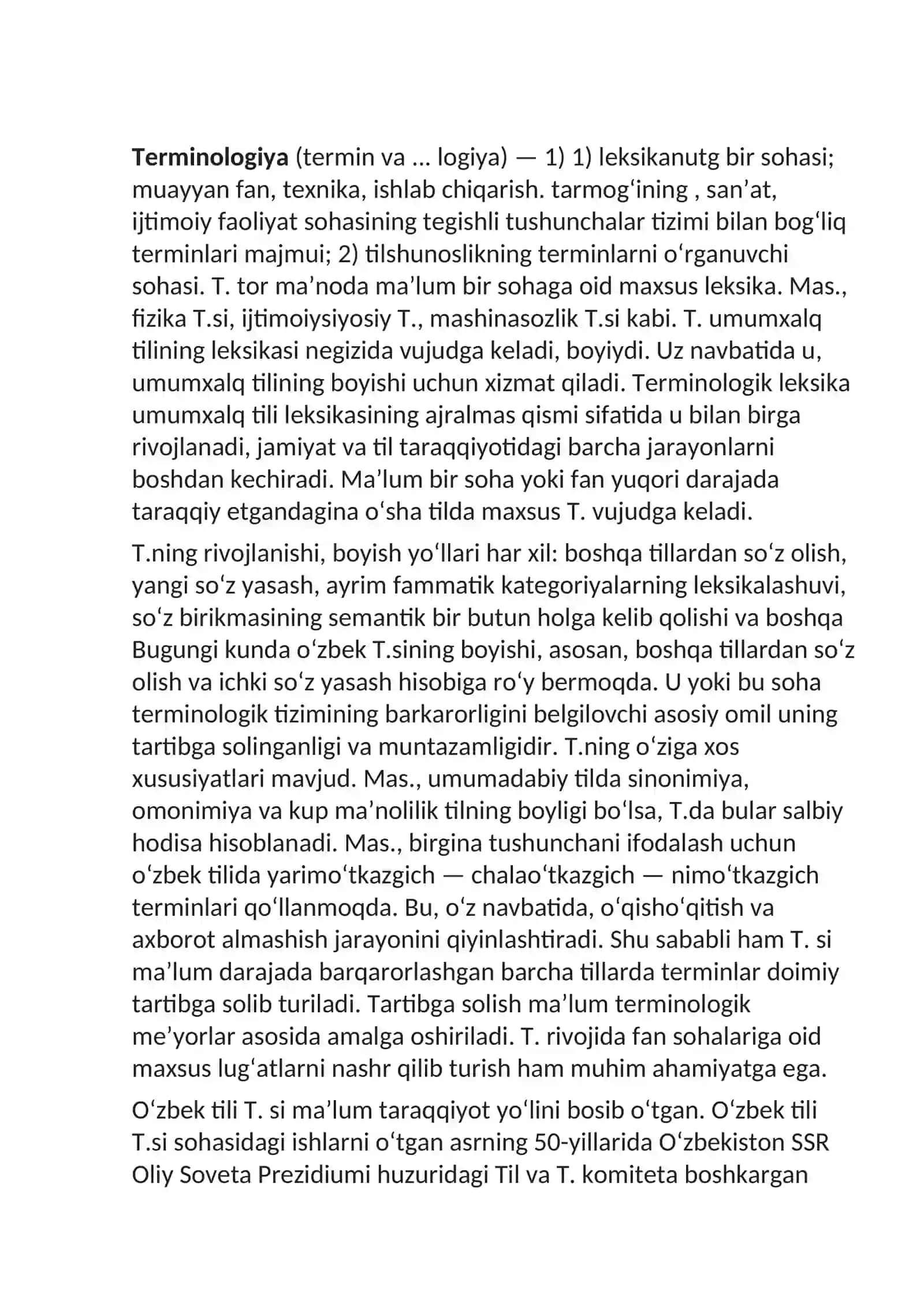 Terminlar bo'yicha Nostandart Testlar Tuzish 2