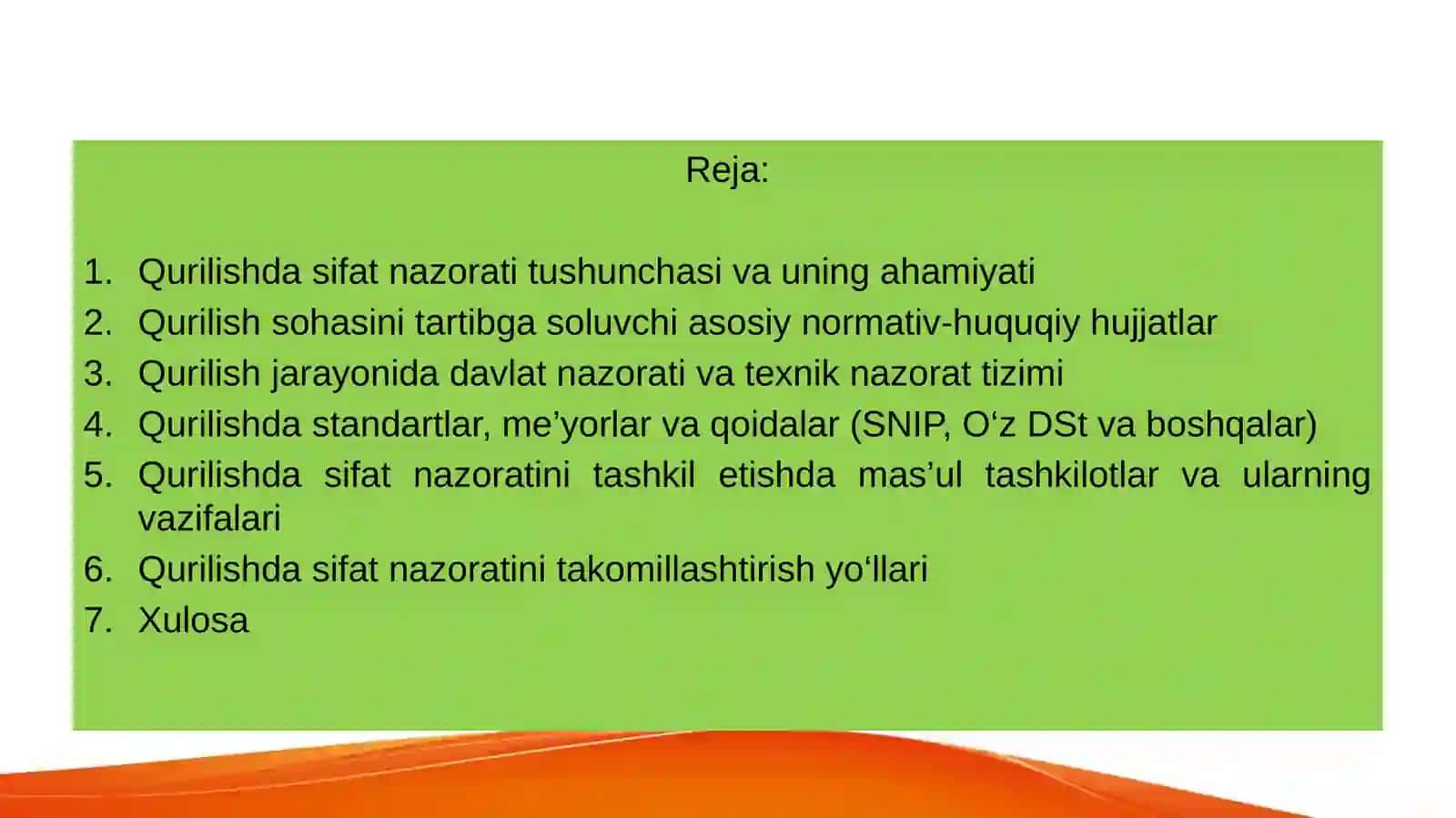 Qurilishda sifat nazorati tizimiga oid asosiy normativ-huquqiy hujjatlar 2