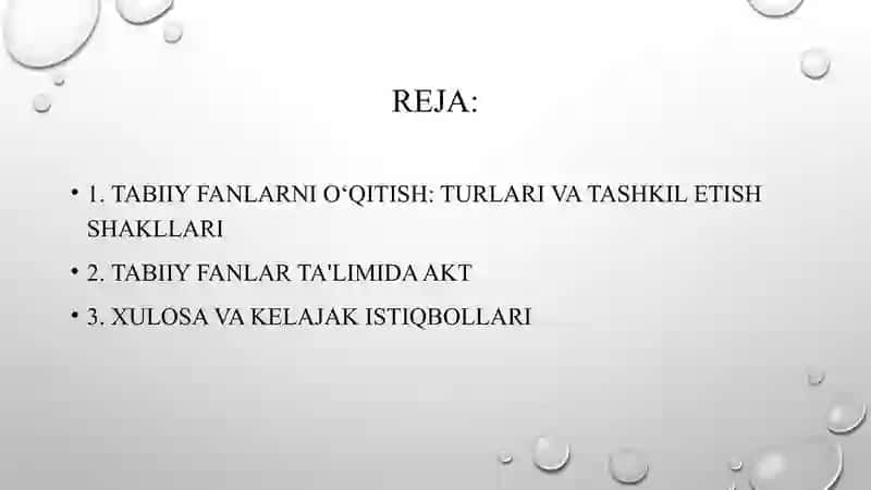Tabiiy fanlarni o‘qitish va tashkil etish turlari 2