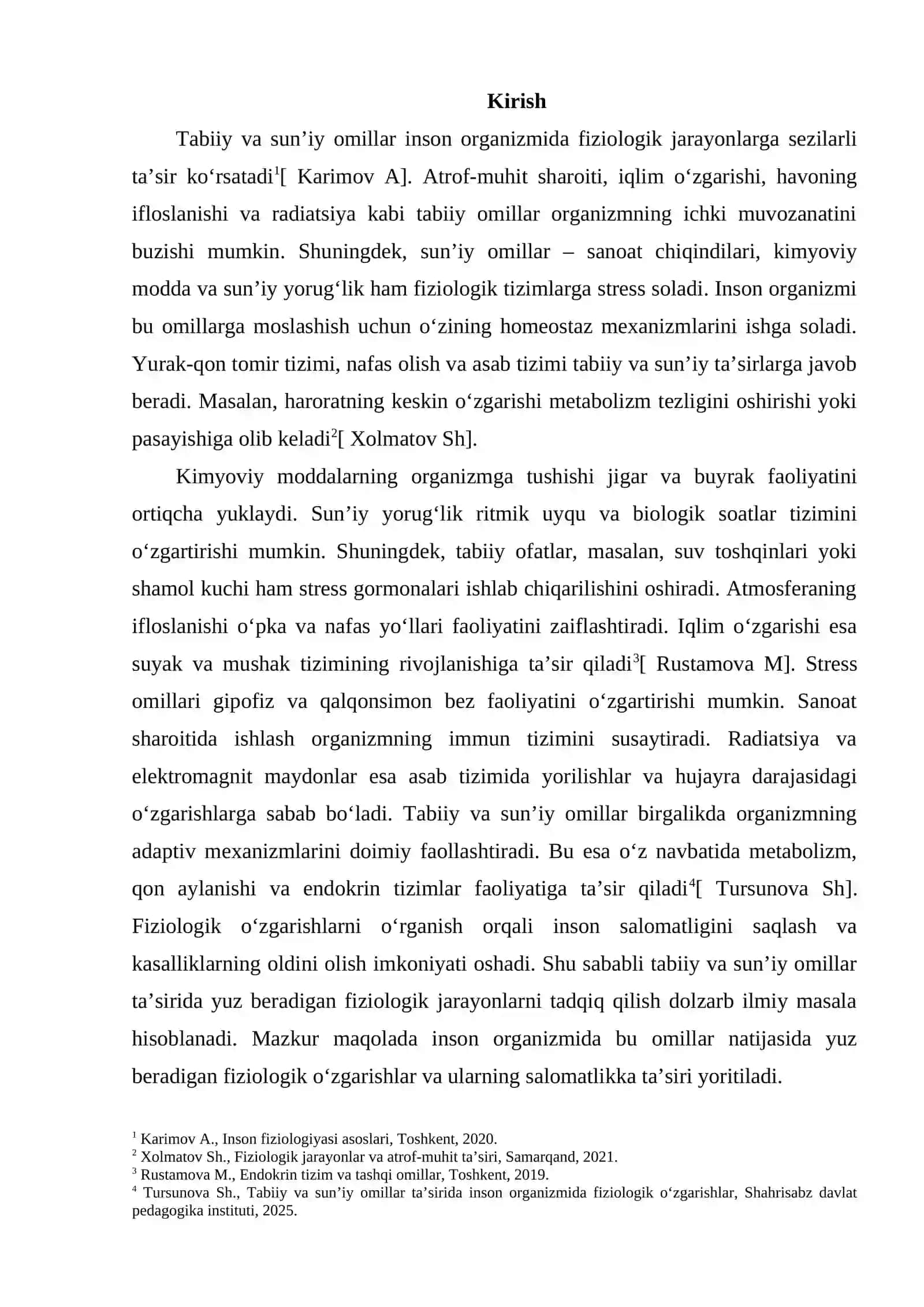 TABIIY VA SUN’IY OMILLAR TA’SIRIDA İNSON ORGANIZMIDA SODIR BO‘LADIGAN FIZIOLOGIK O‘ZGARISHLAR 2