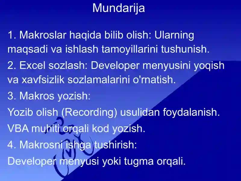 Makros yozish va ishga tushirish 2