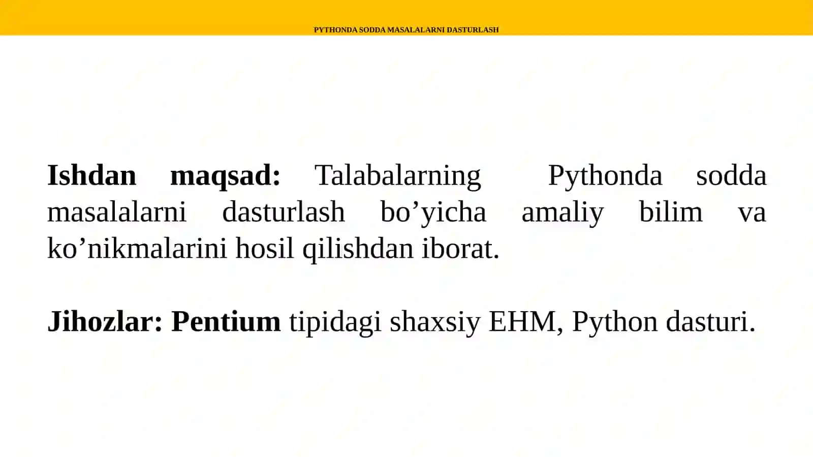 PYTHONDA SODDA MASALALARNI DASTURLASH 2
