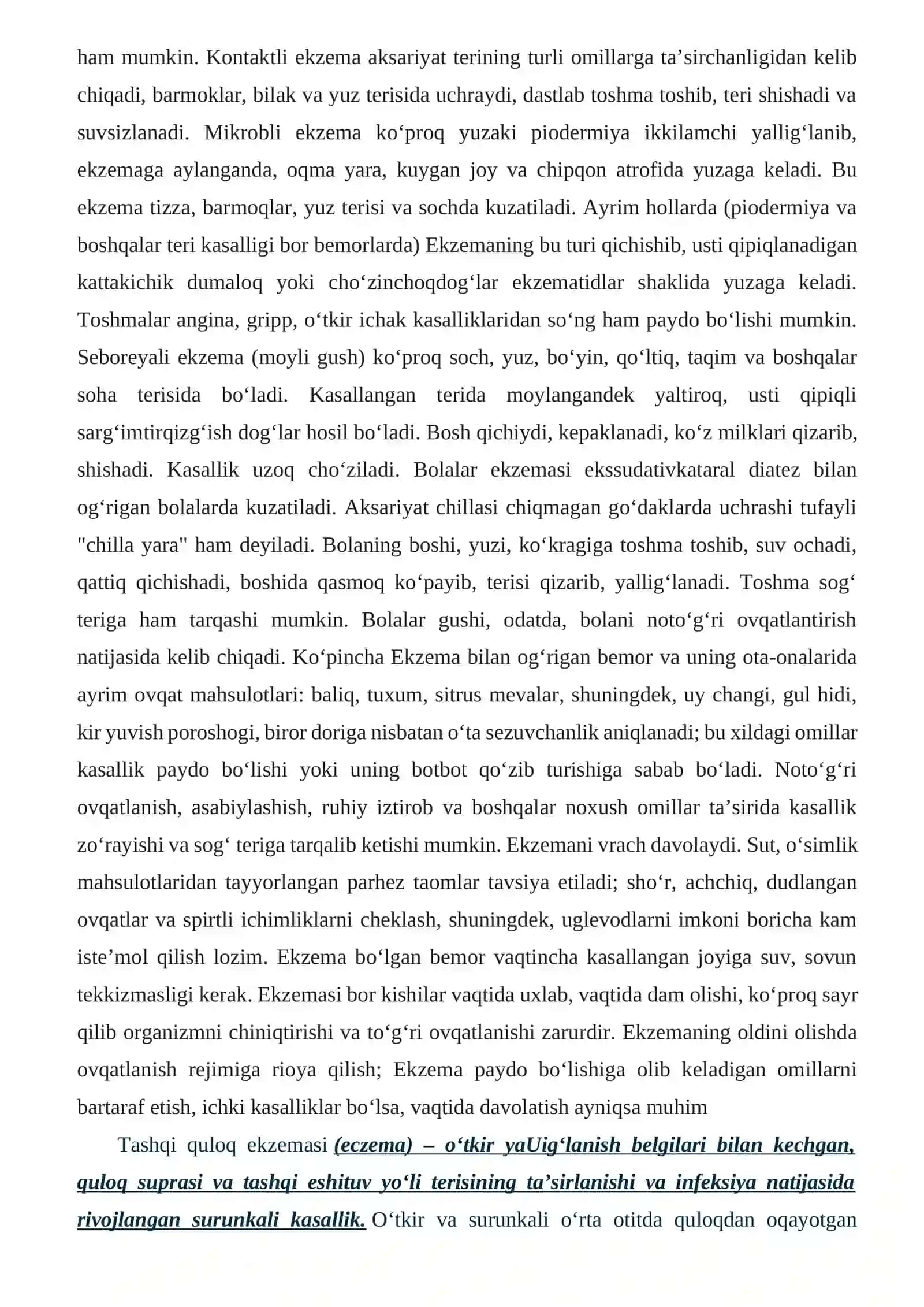 Quloq ekzemasi va quloq chipqoni 2
