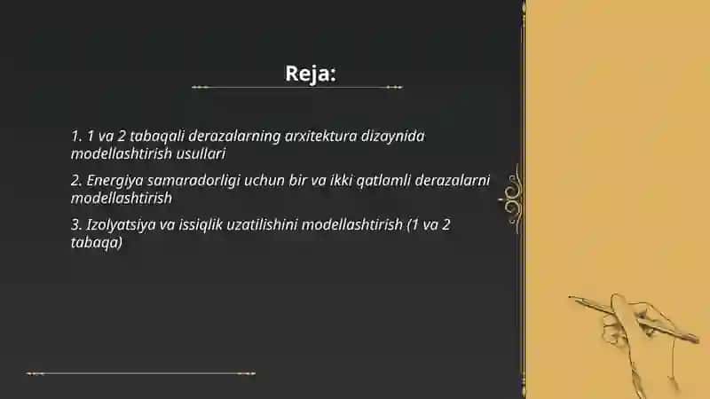 1 va 2 tabaqali derazalarning arxitektura dizaynida modellashtirish usullari 2