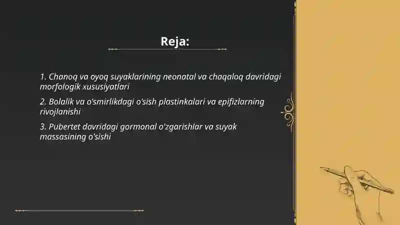Chanoq va oyoq suyaklarining neonatal va chaqaloq davridagi morfologik xususiyatlari 2