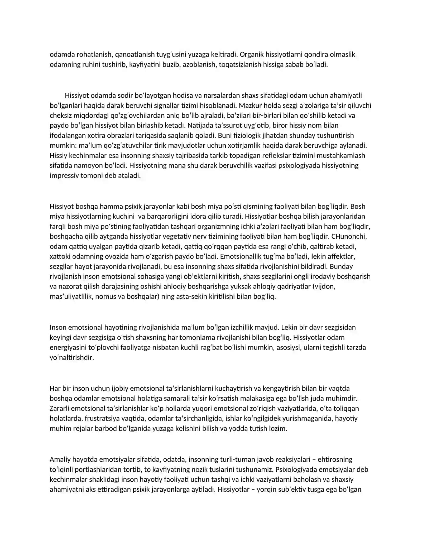 Odam tashqi muhitdagi turli-tuman narsa va hodisalarni idrok qilar ekan, hech vaqt bu narsalarga batamom befarq bo‘lmaydi. Odamning aks ettirish jarayoni doimo faol xarakterga egadir 2