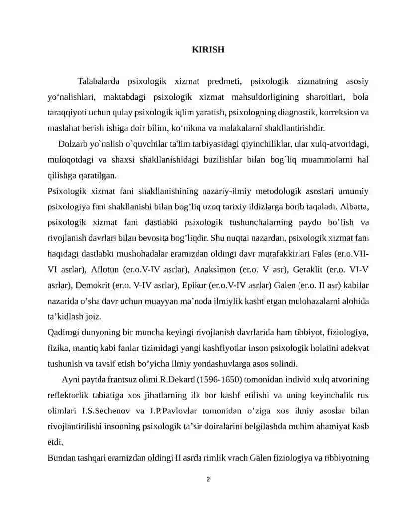 PSIXOLOGIK XIZMAT FANI RIVOJLANISHINING ILMIY TARIXIY ASOSLARI 2