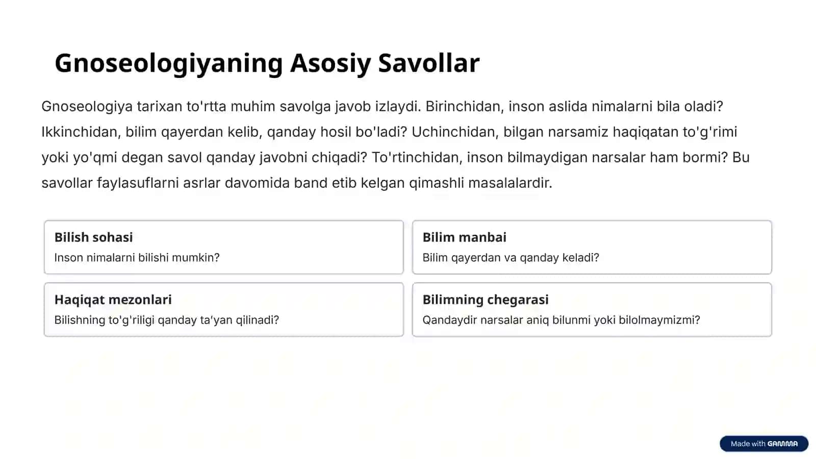 Gnoseologiya: Bilim Falsafasi 2