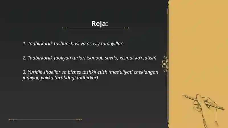 Tadbirkorlik faoliyati va kapitali 2