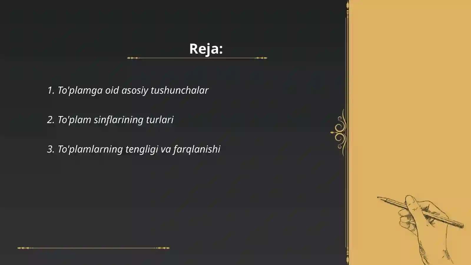 To‘plamlarni sinflarga ajratishga oid misollar 2