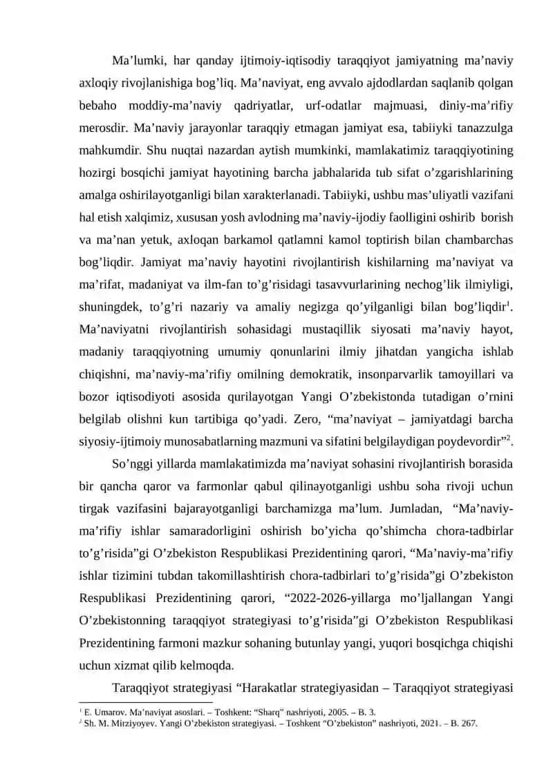 Yangi O'zbekiston ijtimoiy-siyosiy, iqtisodiy va madaniy hayotida ro'y berayotgan o'zgarishlarning xalqaro reyting va indekslarda aks etishi 2