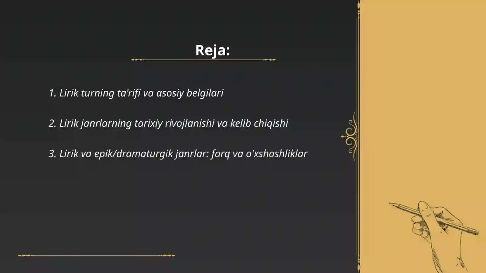 Lirik tur va uning janr xususiyatlari 2