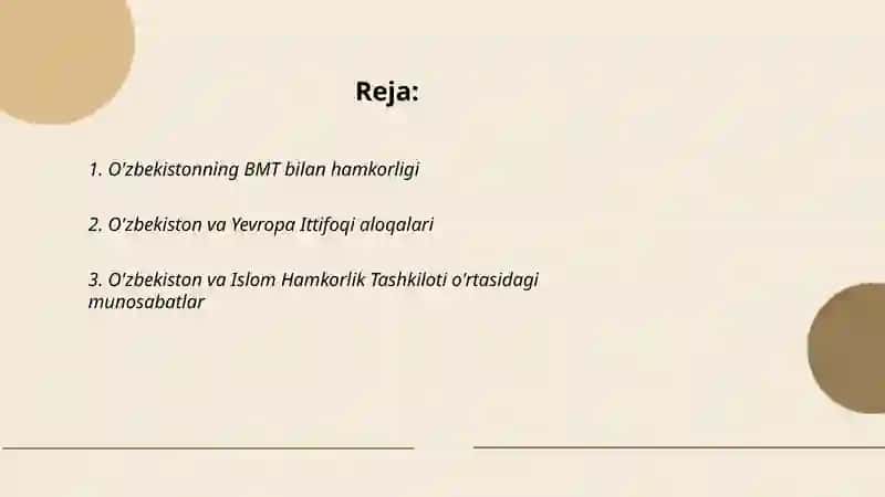 O'zbekiston xalqaro tashkilotlar bilan hamkorlik aloqalari 2