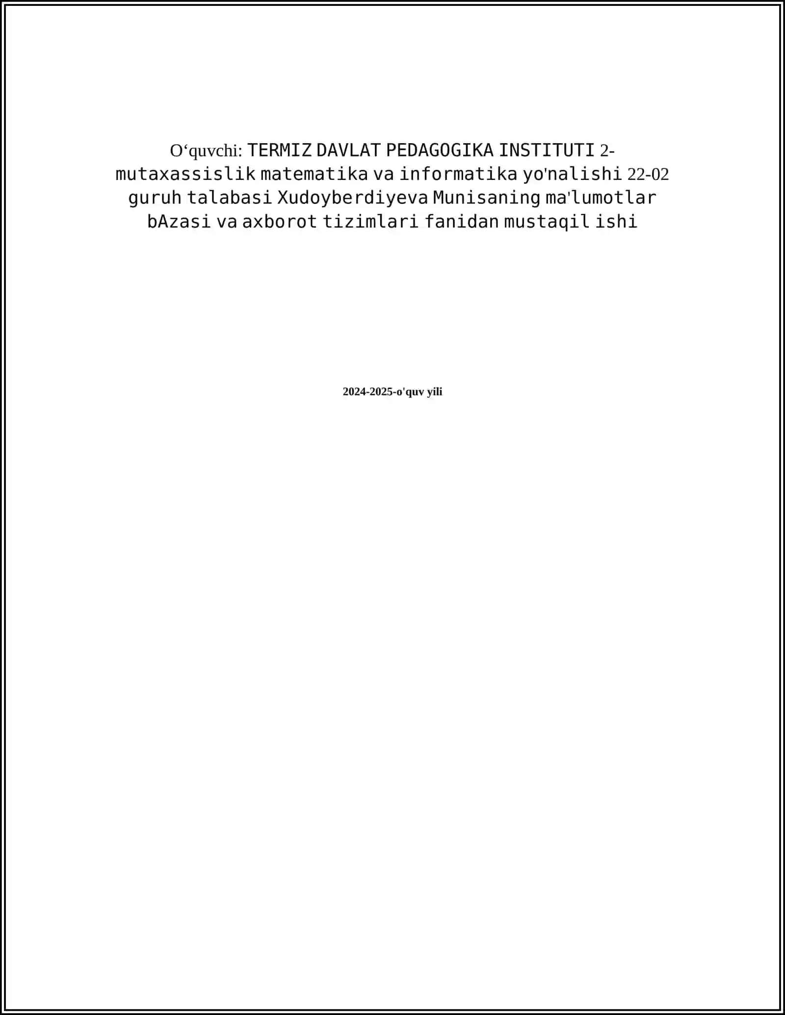 Microsoft Access dasturida ma'lumotlar bazasini yaratish 2