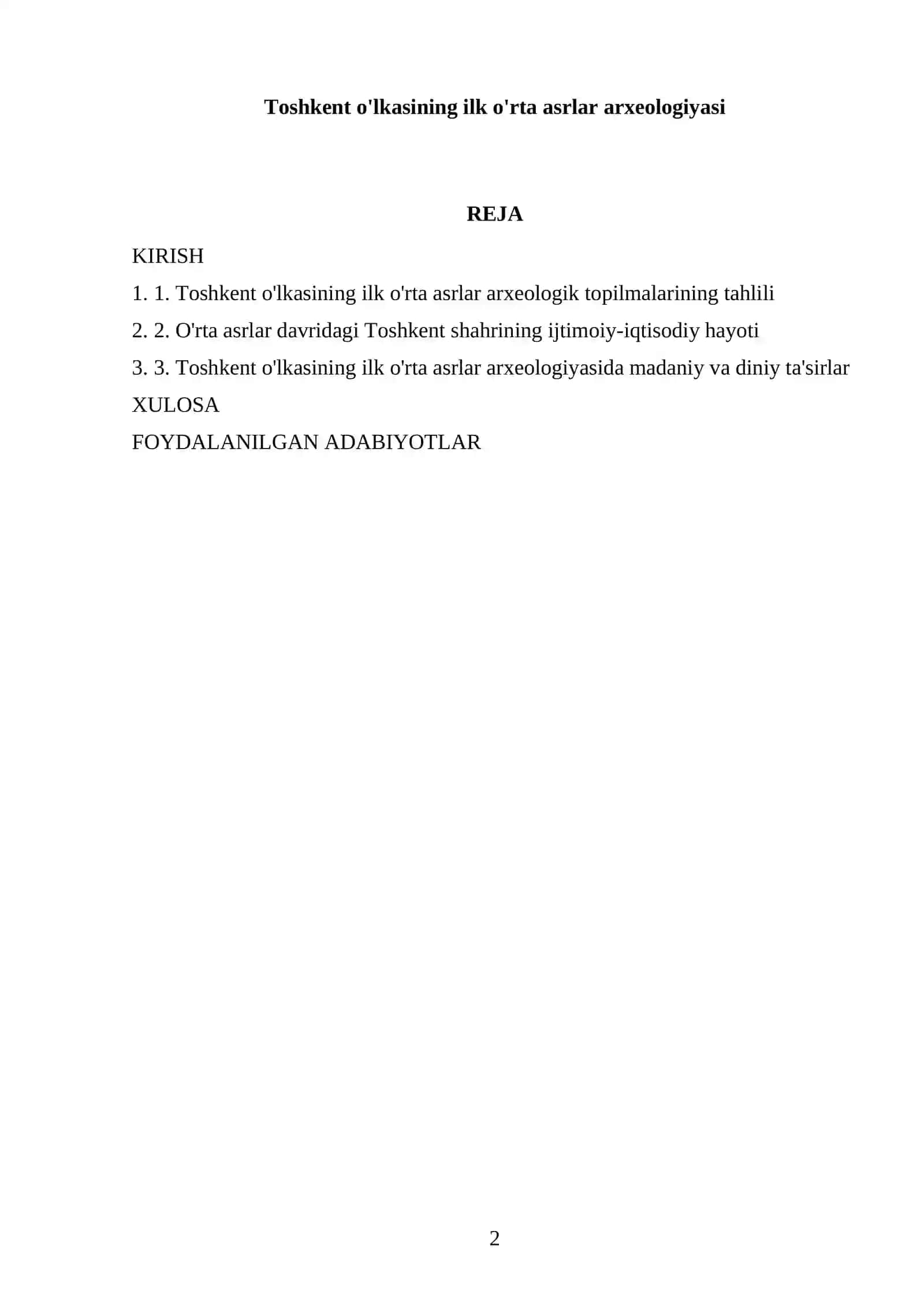 Toshkent o'lkasining ilk o'rta asrlar arxeologiyasi 2