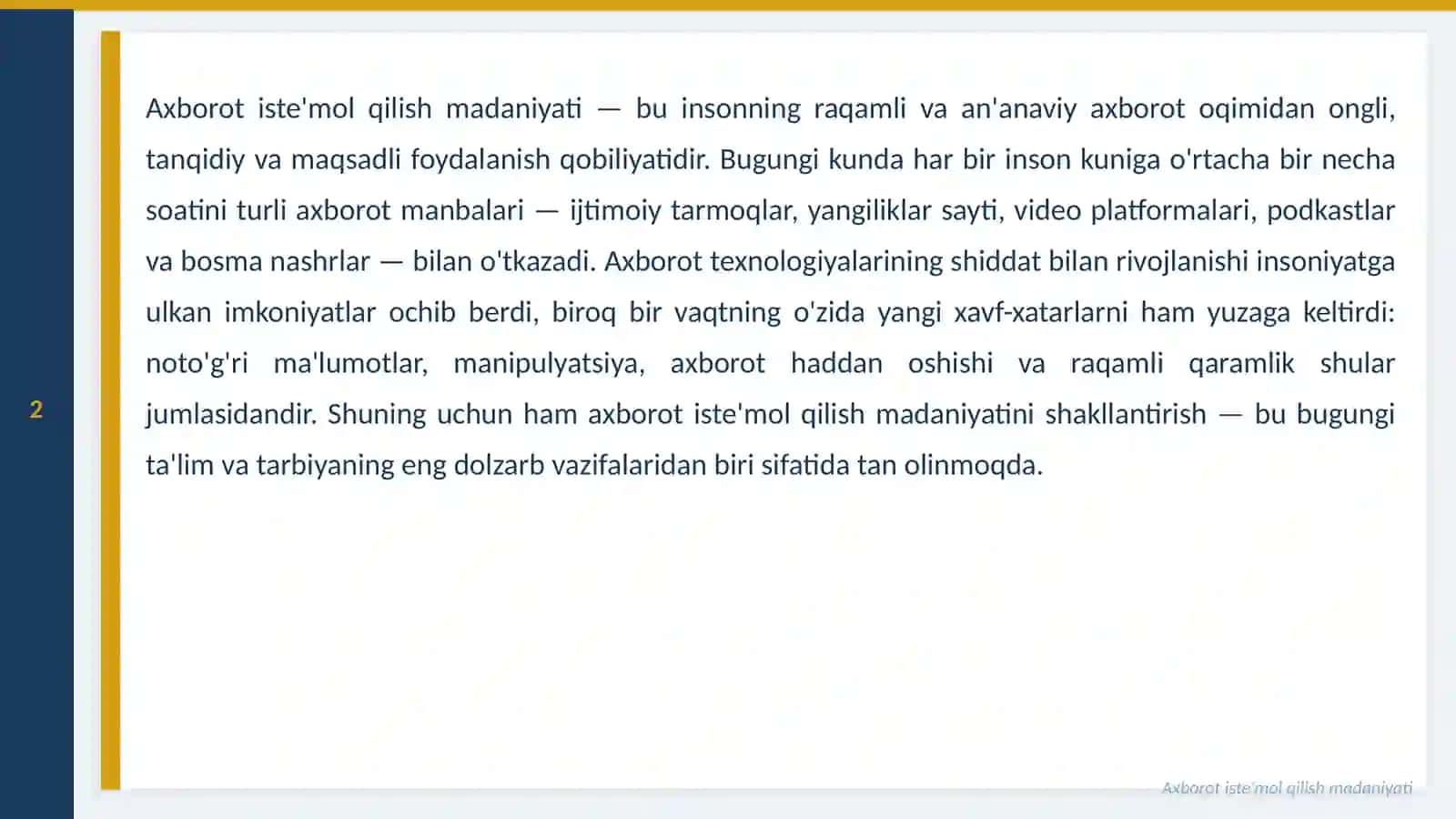 Axborot isteʼmol qilish madaniyati 2