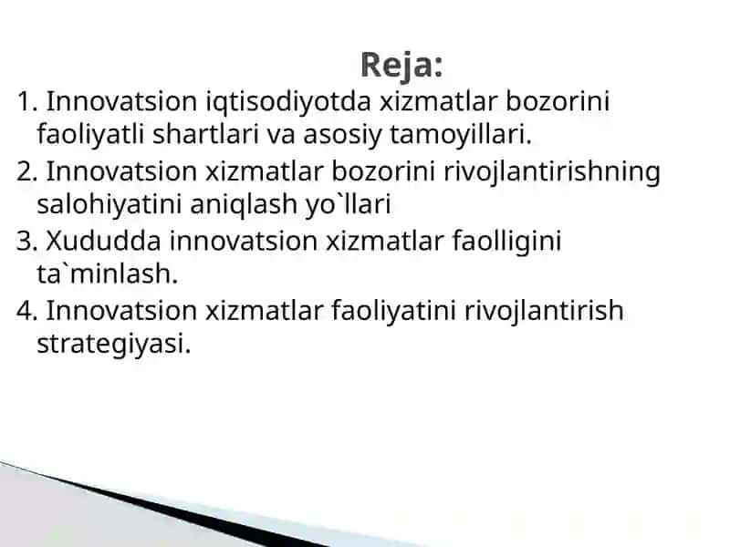 Innovatsion iqtisodiyotda xizmatlar bozorini rivojlantirish 2