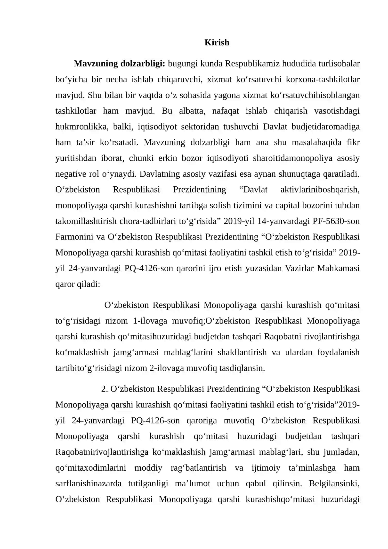 MONOPOLIYANING NAZARIY-ILMIY ASOSLARI VA BOZOR TUZILMASIDAGI O‘RNI 2
