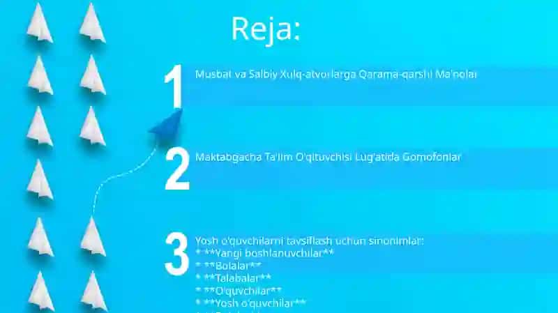Musbat va Salbiy Xulq-atvorlarga Qarama-qarshi Ma'nolar 2
