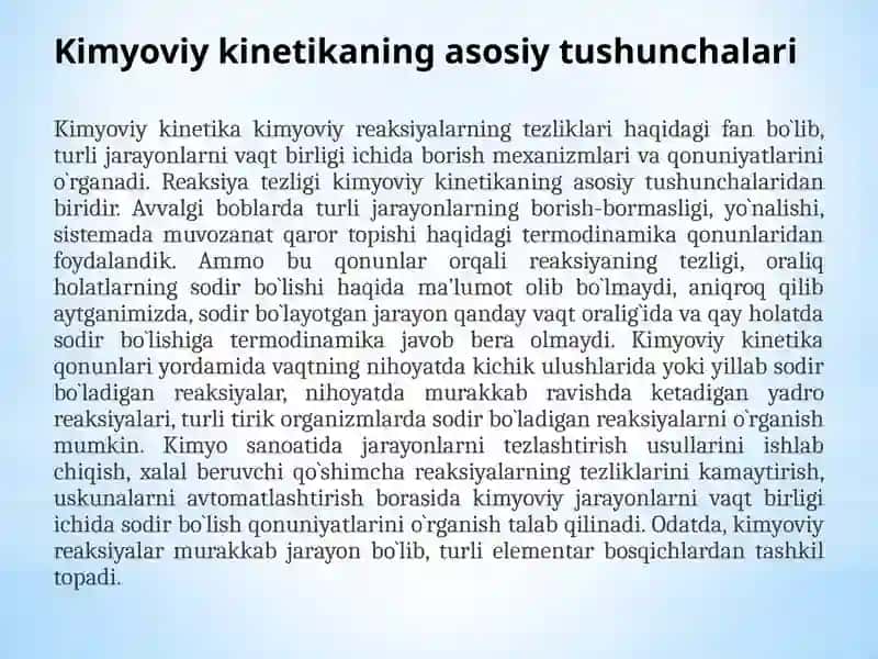 Kimyoviy reaksiyalarning kinetik qonuniyatlari asosida kinetik parametrlarni nazariy aniqlash usullari 2