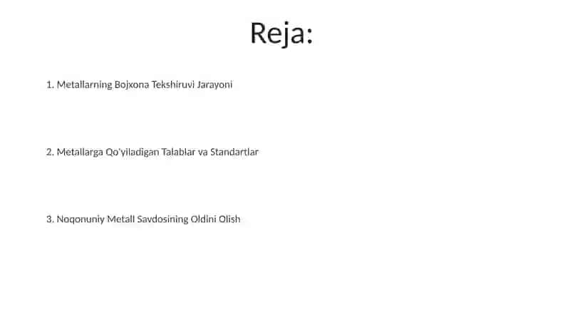 Metallarning bosjxona ekspertizasi 2