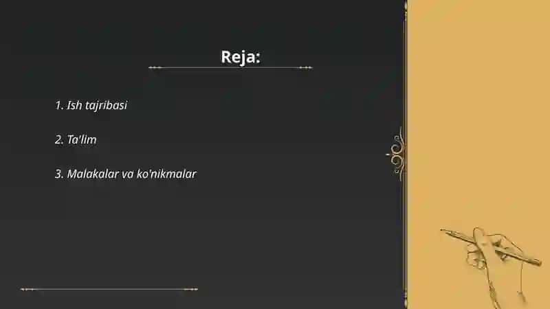 Ishga joylashish uchun rezyume 2