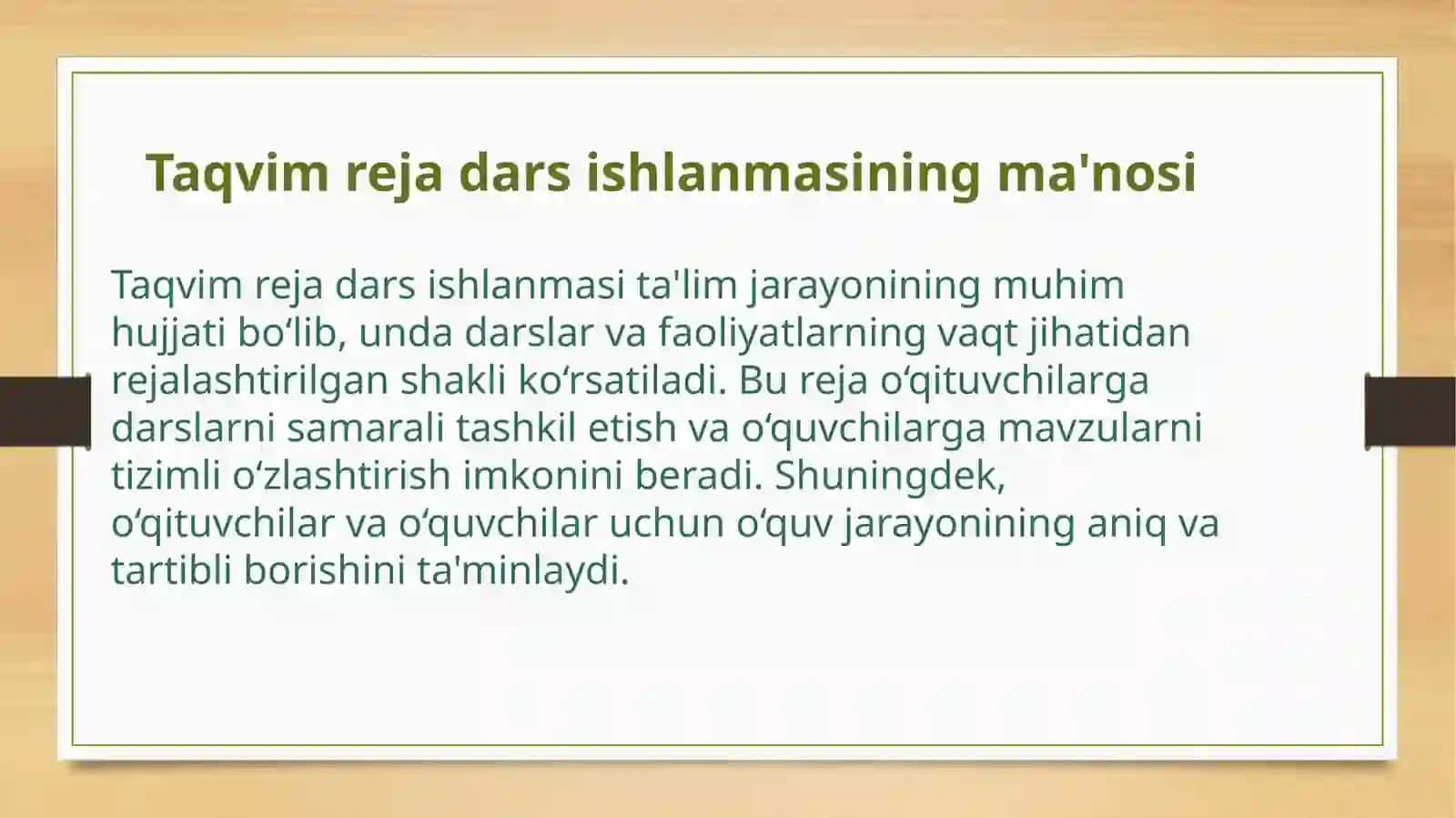 TaqvimrejadarsishlanmasinituzishReja 2