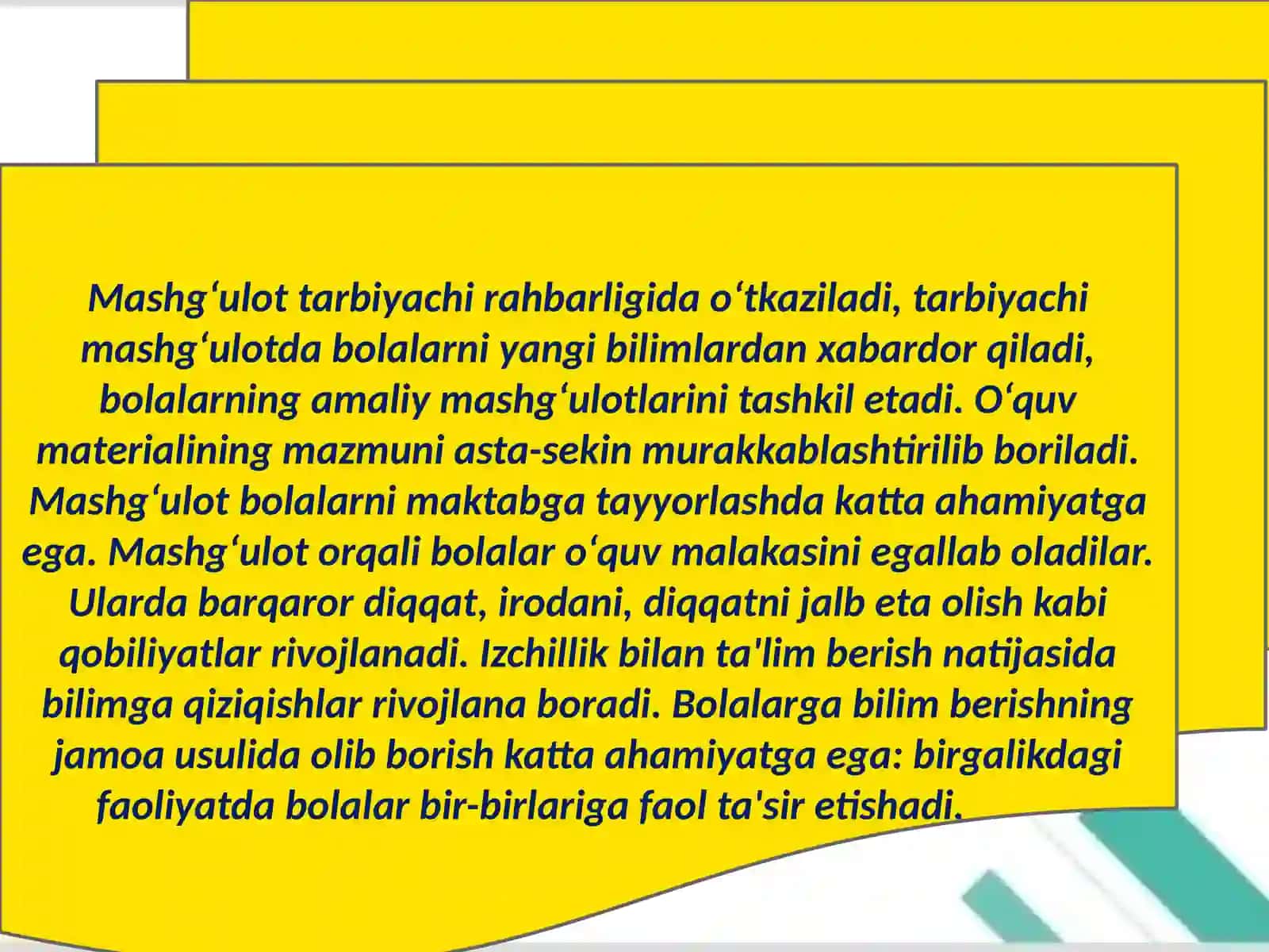 Mashg‘ulotlar maktabgacha ta’lim shakli 2