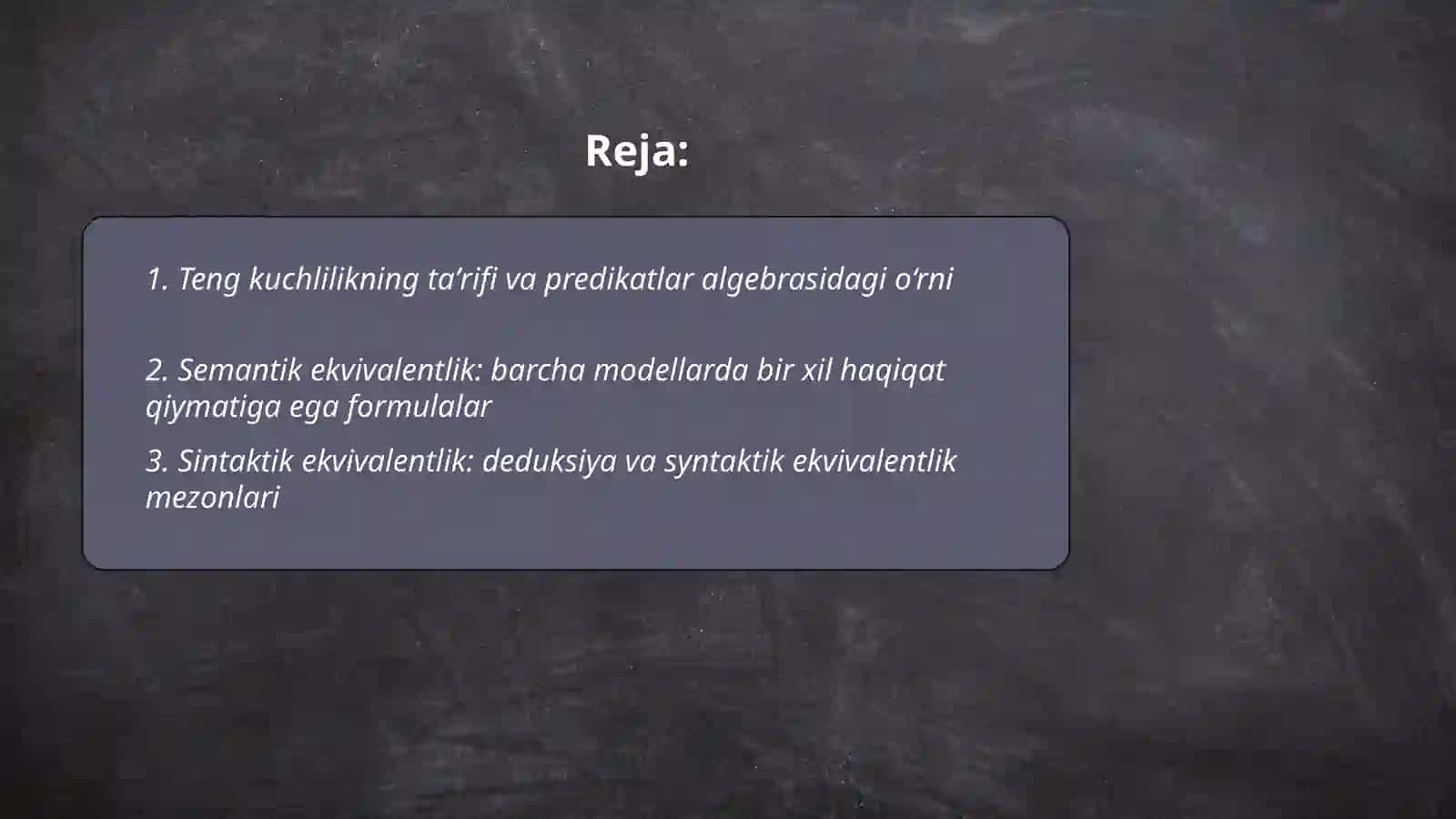 Predikatlar algebrasida formulalarning teng kuchliligi 2