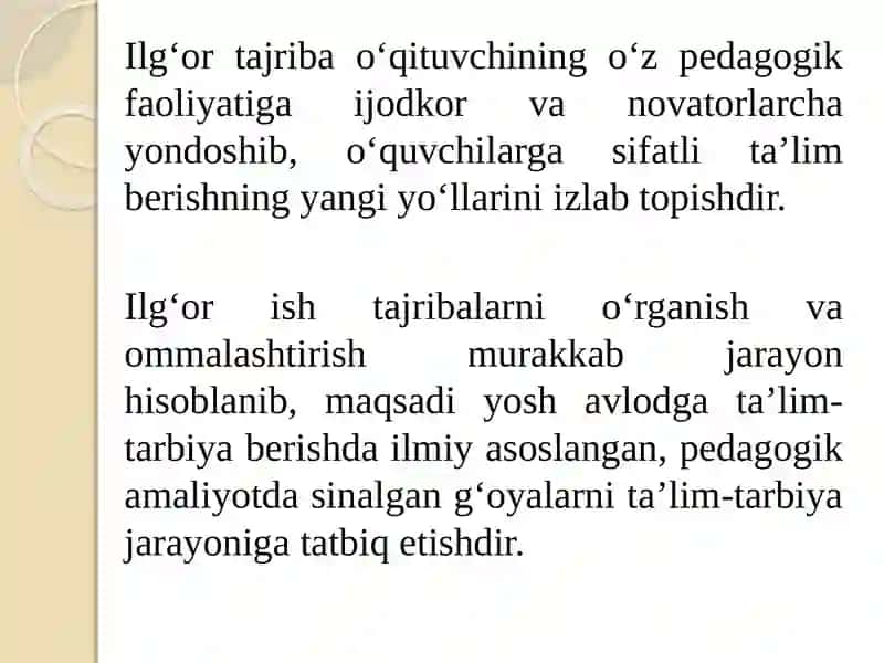 Ilg‘or ish tajribalarini ommalashtirish 2