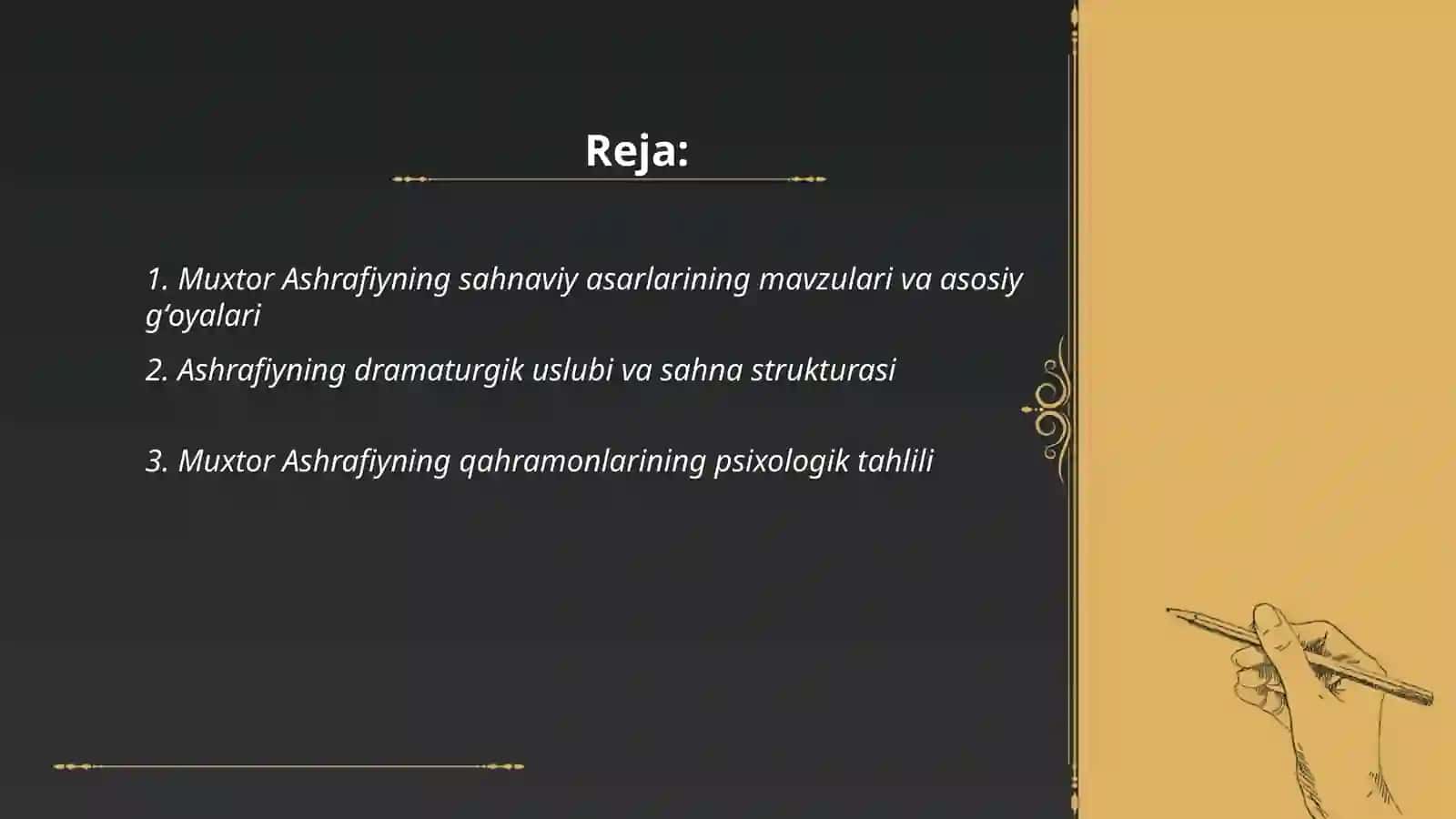 Muxtor Ashrafiyning sahnaviy asarlari 2