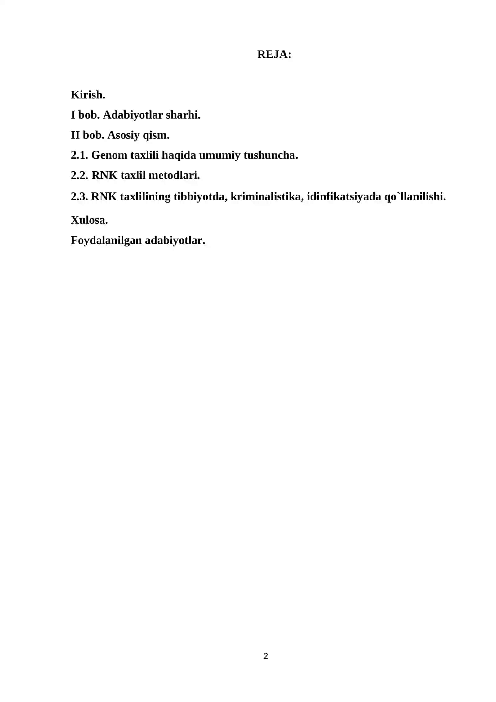 Genomning RNK darajasidagi taxlili 2