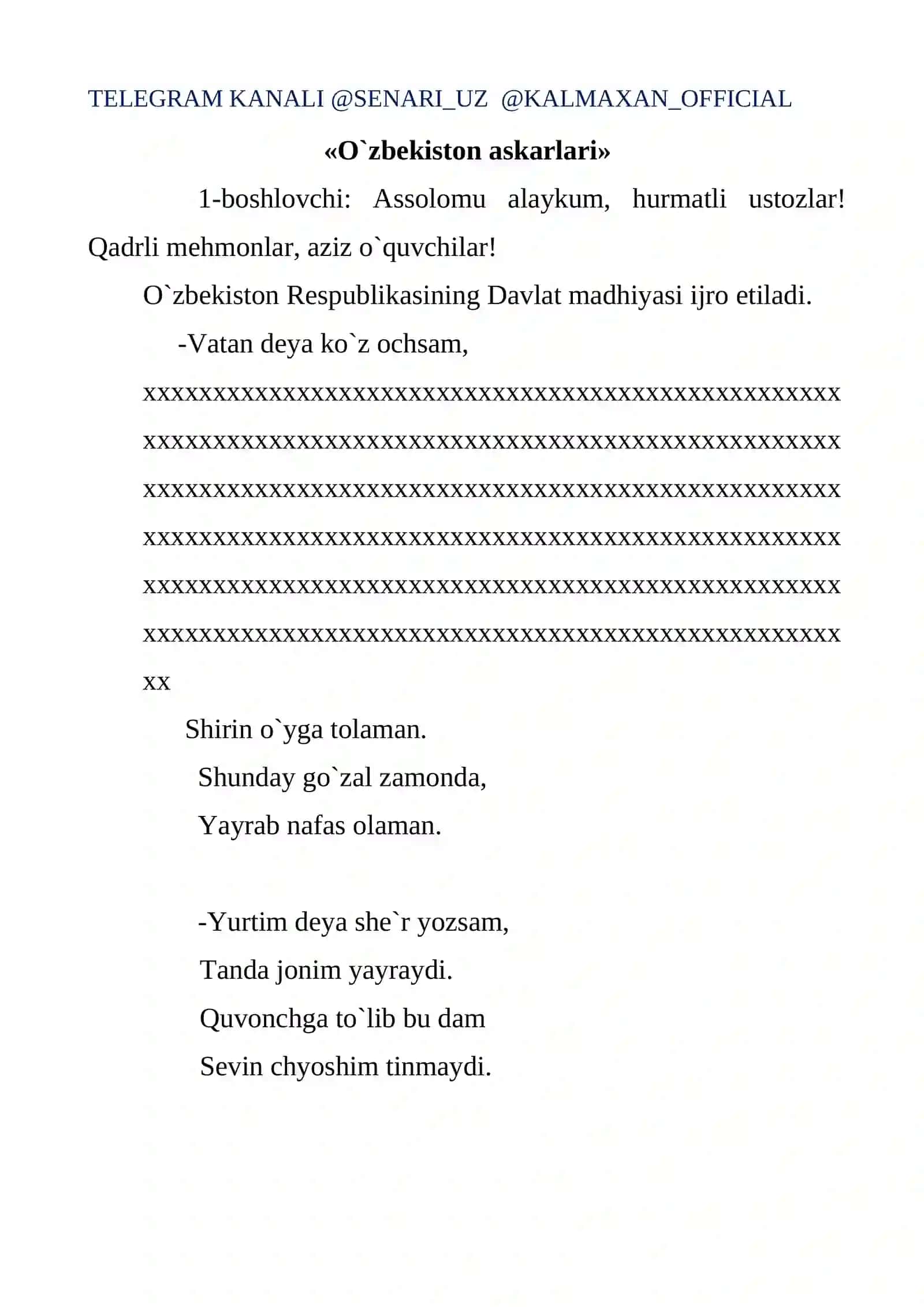 «O`zbekiston askarlari» 2