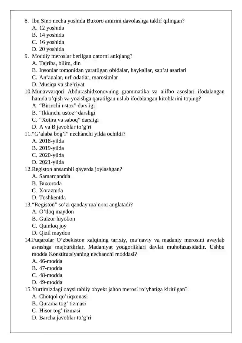 5-SINF O'QUVCHILARI UCHUN TARBIYA FANIDAN NAZORAT ISHI 2