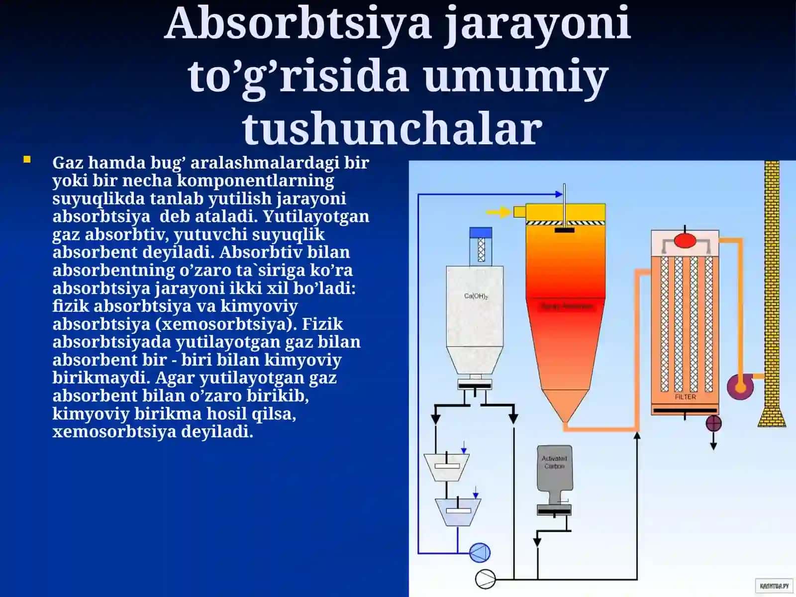 Gazlarni tozalash usullari (absorbsiya, adsorbsiya) 2