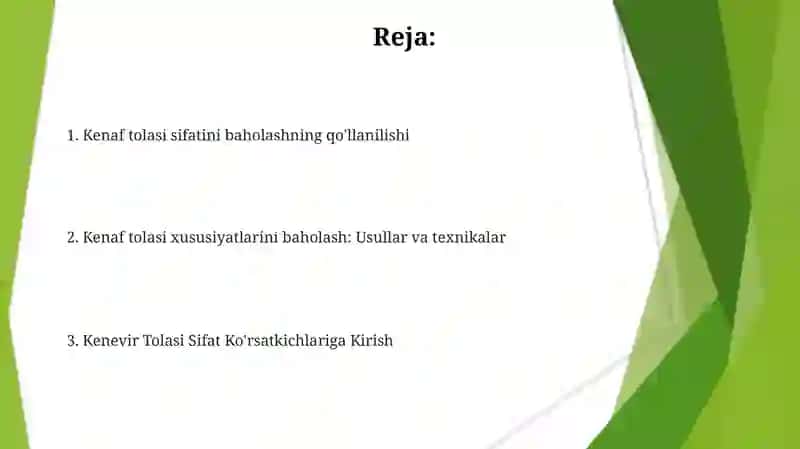 Kenaf tolasi sifatini baholashning qo'llanilishi 2