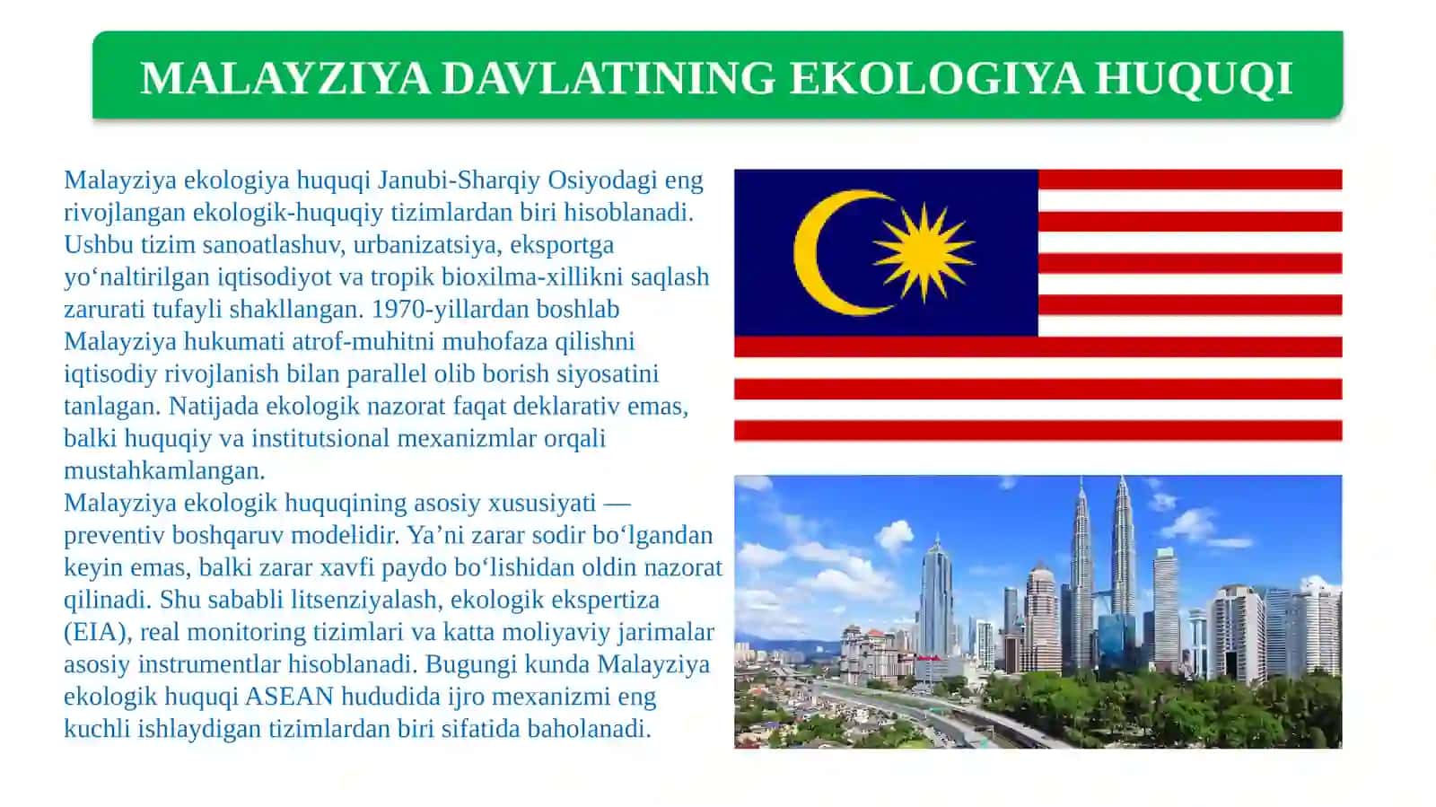 Malayziya Davlatining Ekologiya Huquqi 2