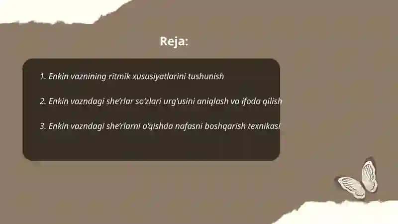 Enkin vazndagi she’rlarni ifodali o’qish 2