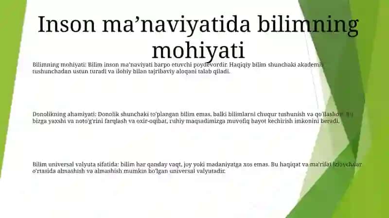 Bilim Inson Manaviyati Kamoloti Omili 2