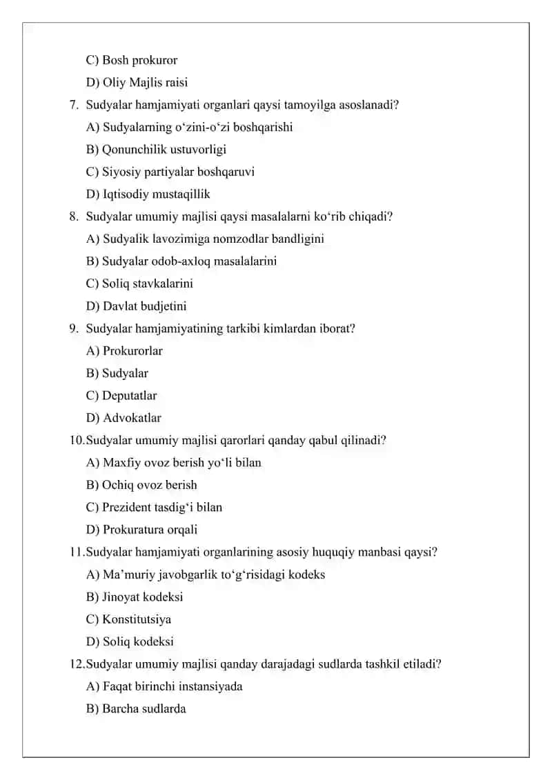 Sudyalar hamjamiyati organlari tushunchasi va turlari (sudyalar hamjamiyati, sudyalar umumiy majlisi) 2