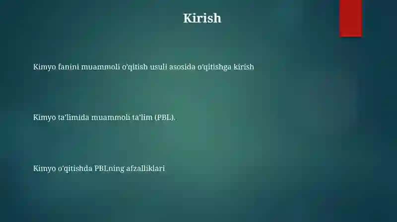 Kimyoni Muammoli Metod Asosida OʻQitish 2