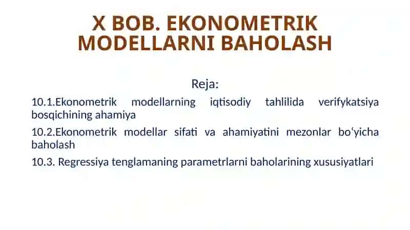 Ekonometrik modellarni baholash 2