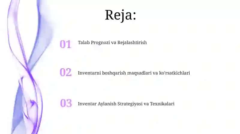 Inventarni boshqarish maqsadlari va ko'rsatkichlari 2