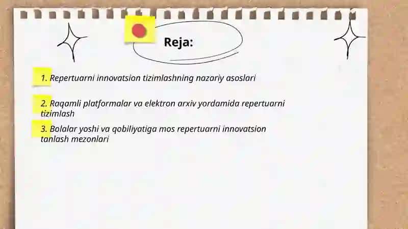 Repertuarni innovatsion tizimlashning nazariy asoslari 2