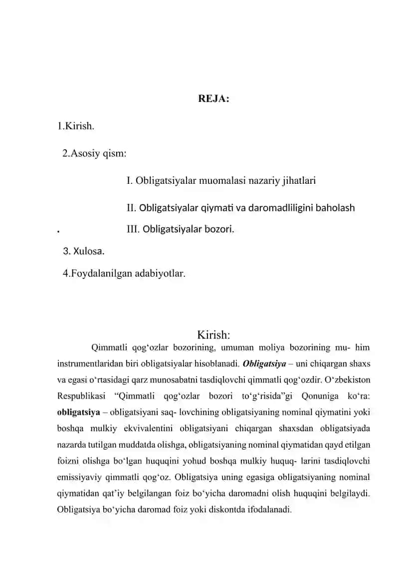 Obligatsiyalar muomalasi nazariy jihatlari 2
