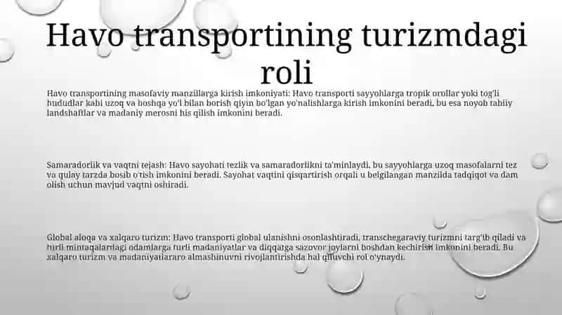 Turizmda Havo Transport Xizmati. (Suratlar Bilan) 2